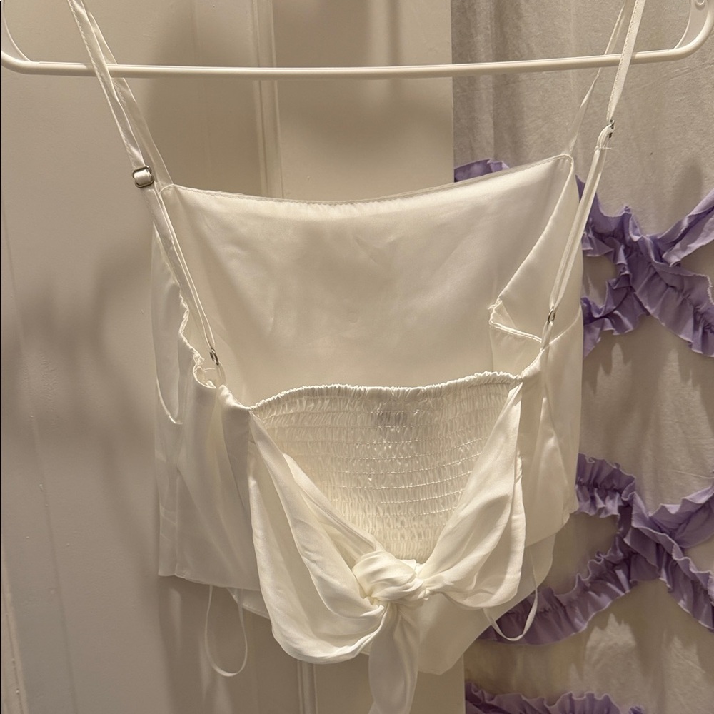 Stradivarius White Satin Chemise